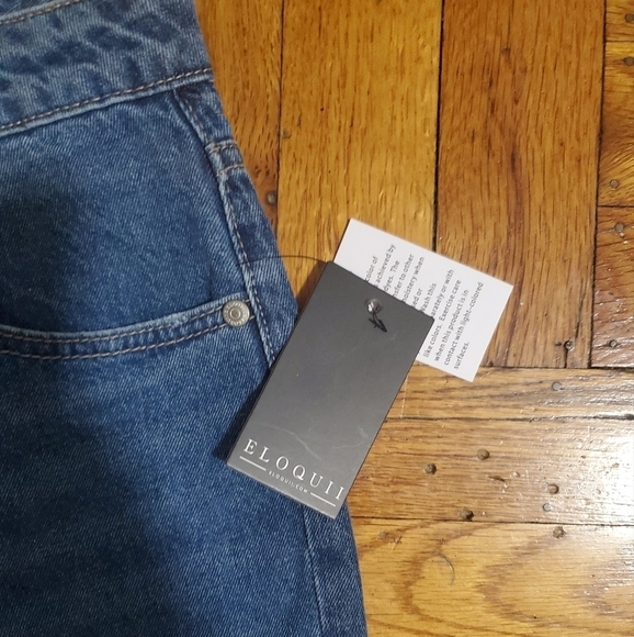 Eloquii Wide Leg Crop Jeans High Waist Med Blue Wash Plus Size 20 Distressed - Picture 4 of 8